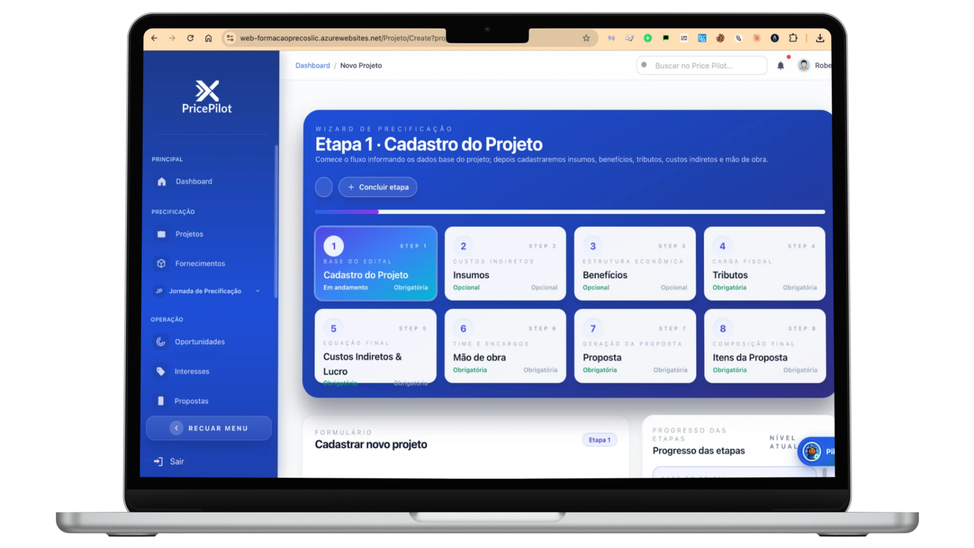Painel PricePilot - Resumo da operação